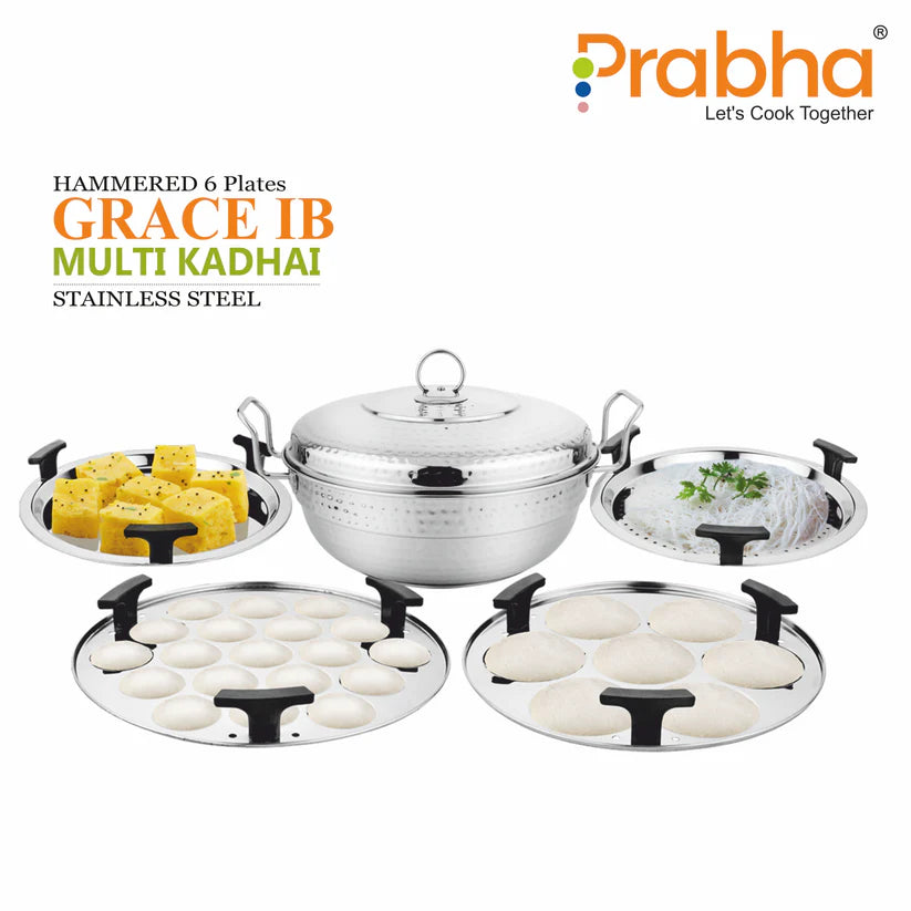 Grace IB Multi Kadhai Hammered with 6 Plates 28cm