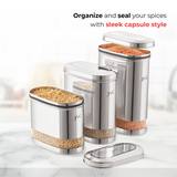Stainless Steel Capsule Shape Galaxy Clear Canister with Airtight Lid, 2L