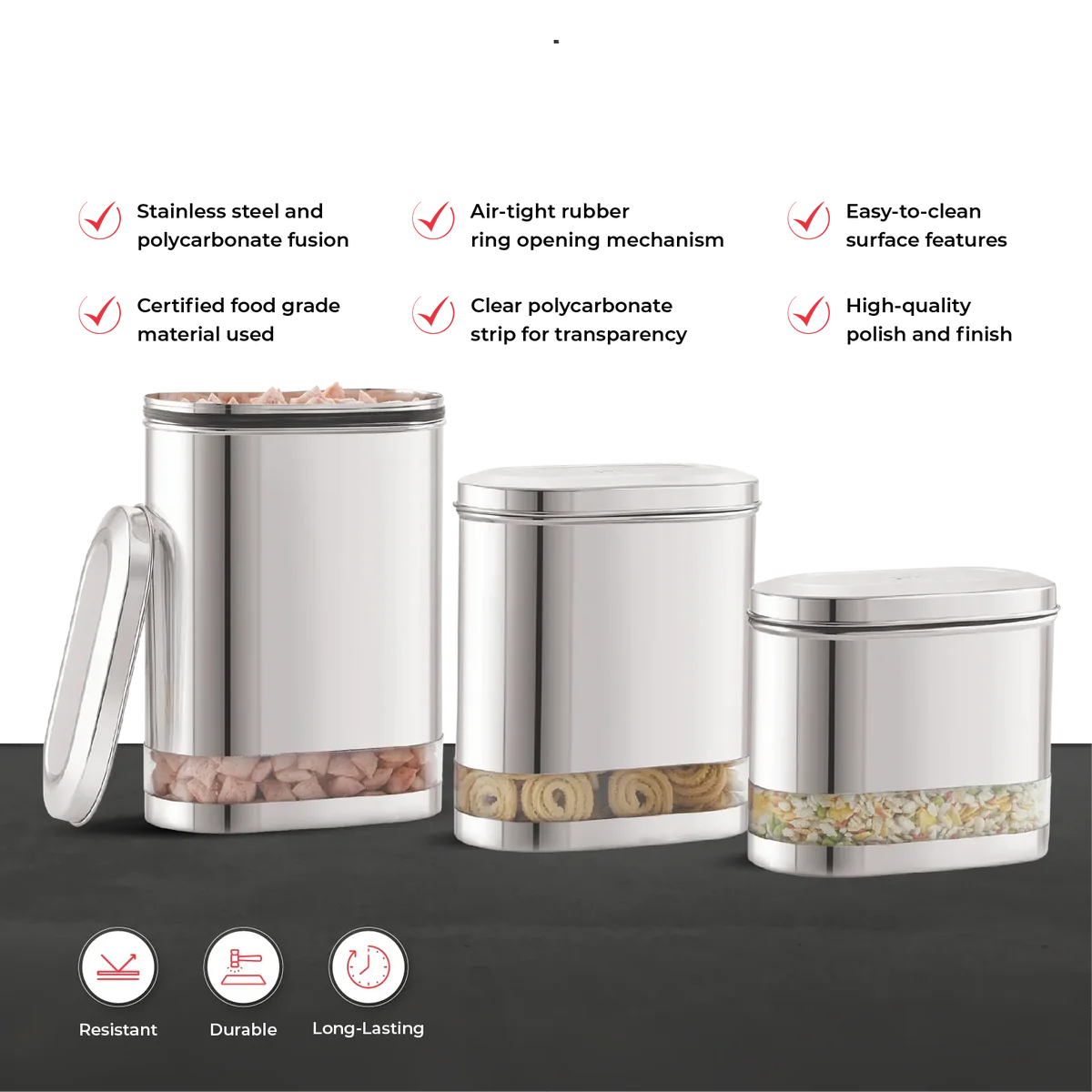 Stainless Steel Capsule Shape Galaxy Clear Canister with Airtight Lid, 2L
