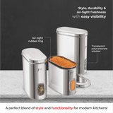 Stainless Steel Capsule Shape Galaxy Window Canister with Unbreakable Steel Lid, 1.2L