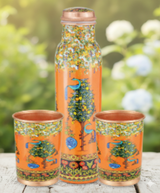 Saanjh - Regular Orange Copper Bottle and Glass Set