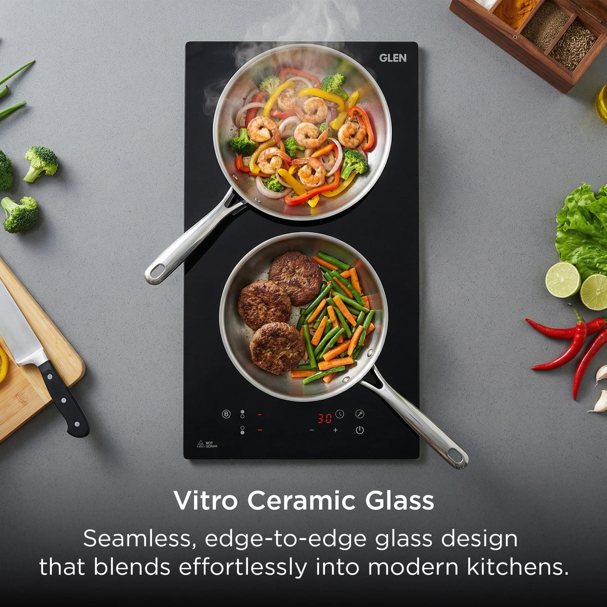 2 Zone Built-in Induction Hob with 9 Power Levels Touch Control Timer (BH1015IC2Z)