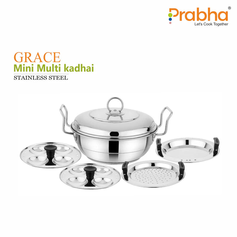 Grace IB Mini Multi Kadhai Plain With 4 Plates