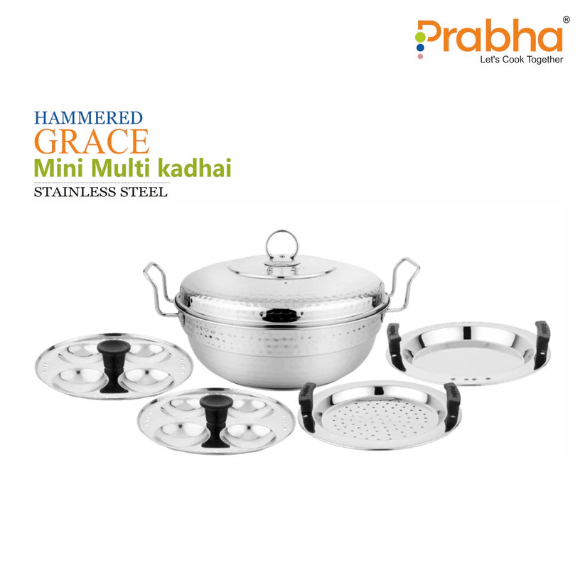 Prabha Grace IB Mini Multi Kadhai Hammered 20cm (4 Plates)