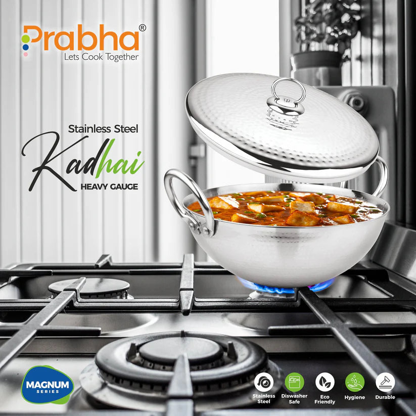 Magnum Capsule Bottom Hammered Kadhai With Lid – 2.4L, 24cm