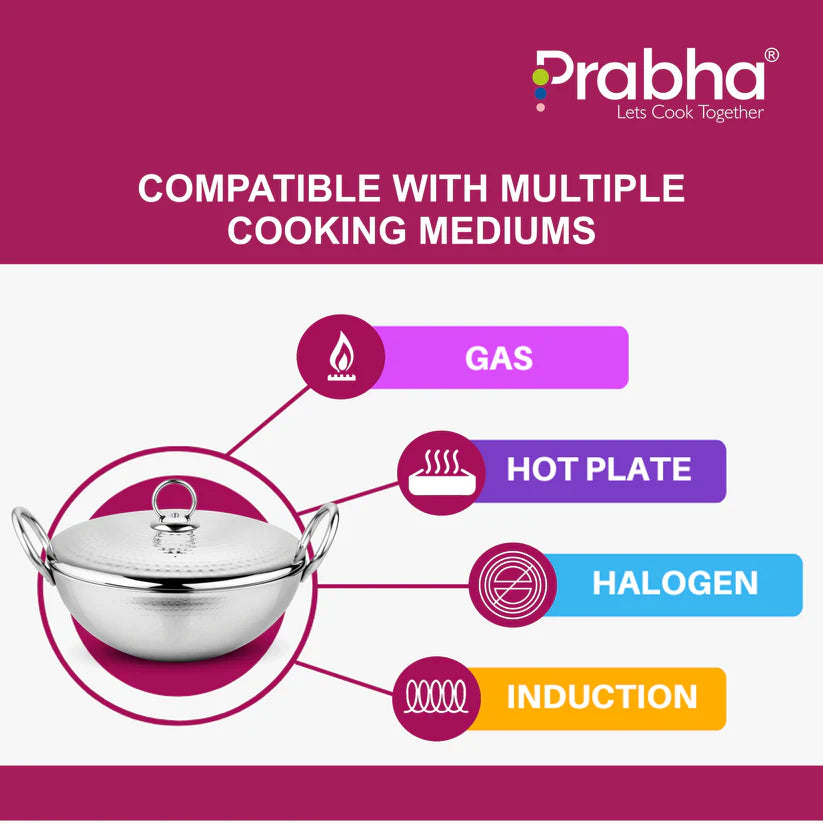 Magnum Capsule Bottom Hammered Kadhai With Lid – 2.4L, 24cm