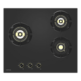 Augusta 360 60cm Built In Hob with 3 Full Brass Burners, Electric Auto Ignition & Flame Failure Safety – 538.61.261