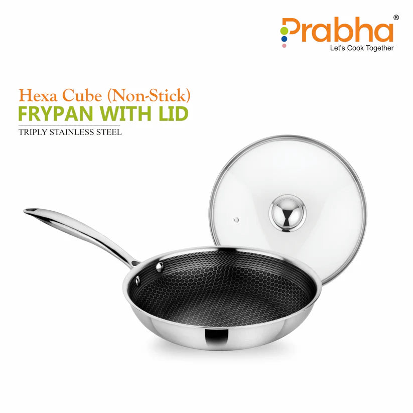 Tri-ply Hexa Cube Frypan With Lid – 0.9L, 20cm