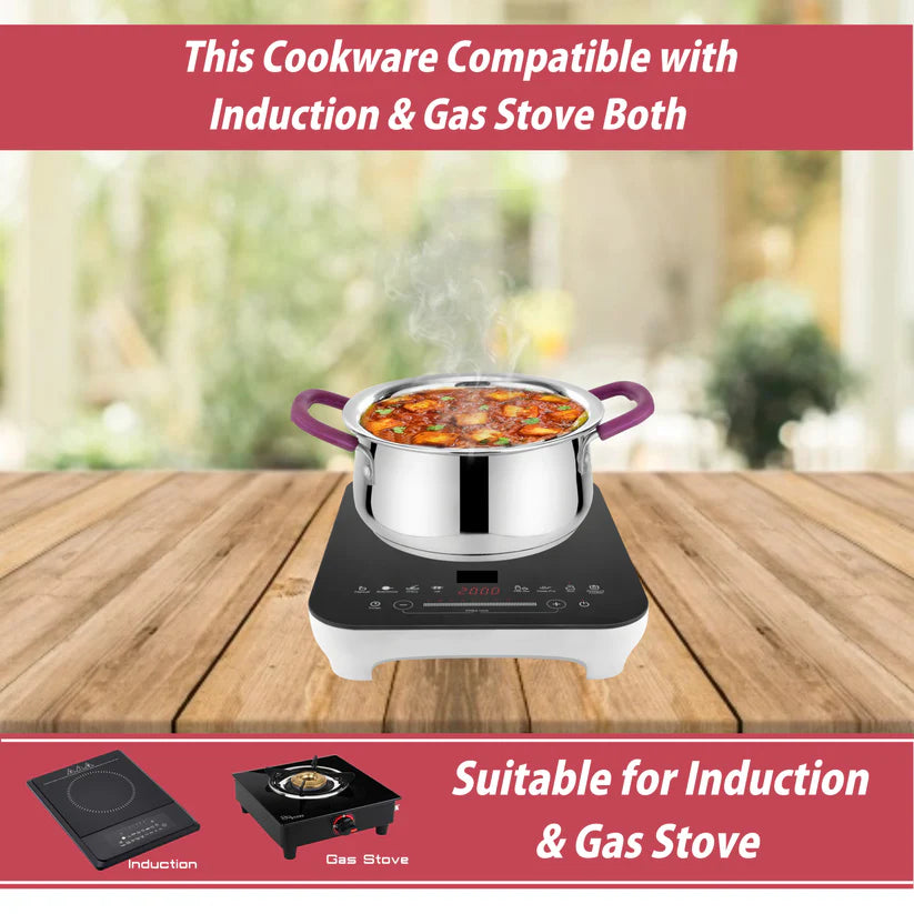 IB Apple Plus Handi With Steel Lid 3Pcs Set (1100ML + 1500ML + 1900ML)