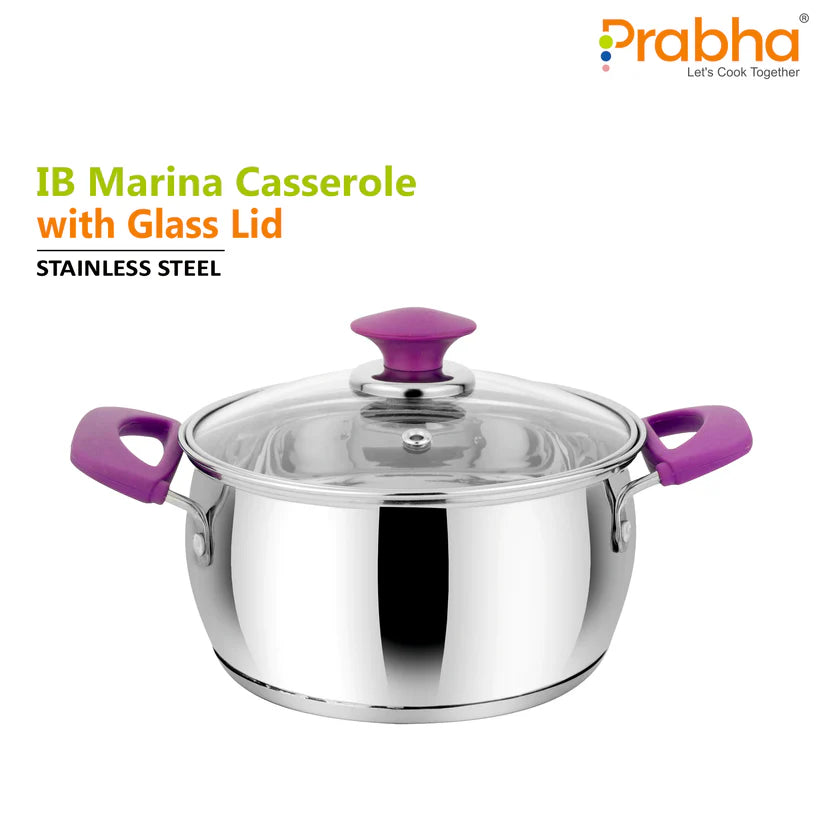 Ib Marina Casserole With Glass Lid 3Pcs Set (1100ML + 1500ML + 1900ML)