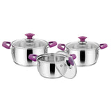 Ib Marina Casserole With Glass Lid 3Pcs Set (1100ML + 1500ML + 1900ML)