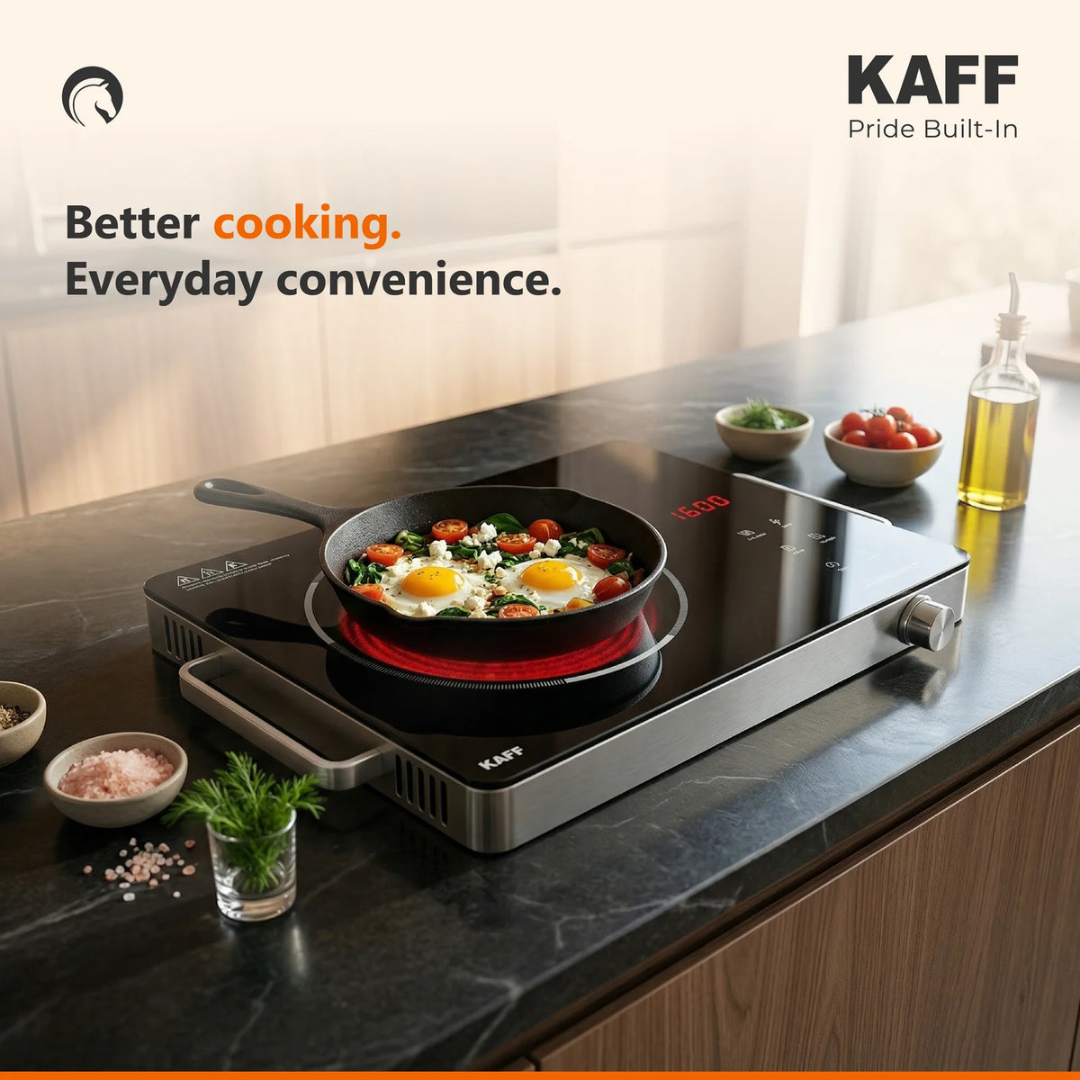 TIR36 Infrared Induction Cooktop with 3 Presets, 2200W Power & Touch + Knob Control