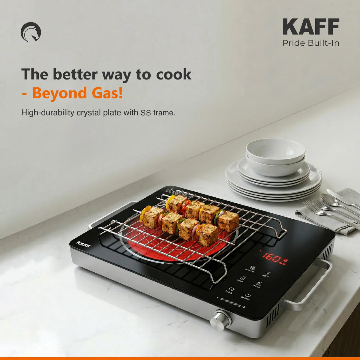 TIR36 Infrared Induction Cooktop with 3 Presets, 2200W Power & Touch + Knob Control