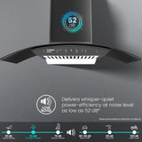 CHD-IMC90BFA-MBL-Curved Wall Mounted Chimney IntelliMotion 90 cm