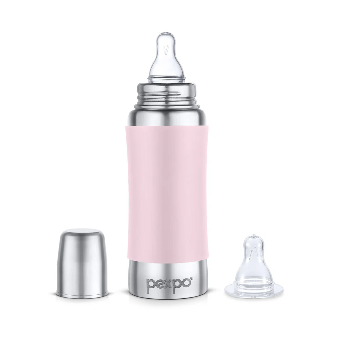 Pexpo Jack & Jill Stainless Steel Feeding Baby Bottle 250 ML Silver Blue