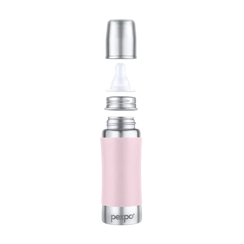 Pexpo Jack & Jill Stainless Steel Feeding Baby Bottle 250 ML Silver Blue