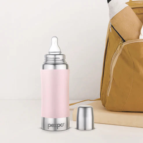 Pexpo Jack & Jill Stainless Steel Feeding Baby Bottle 250 ML Silver Blue