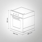 KOV 80 BA6 60cm Built-in Electric Oven – 80L Capacity, 4 Functions, Rotary Dials, Full Black Tempered Glass Finish