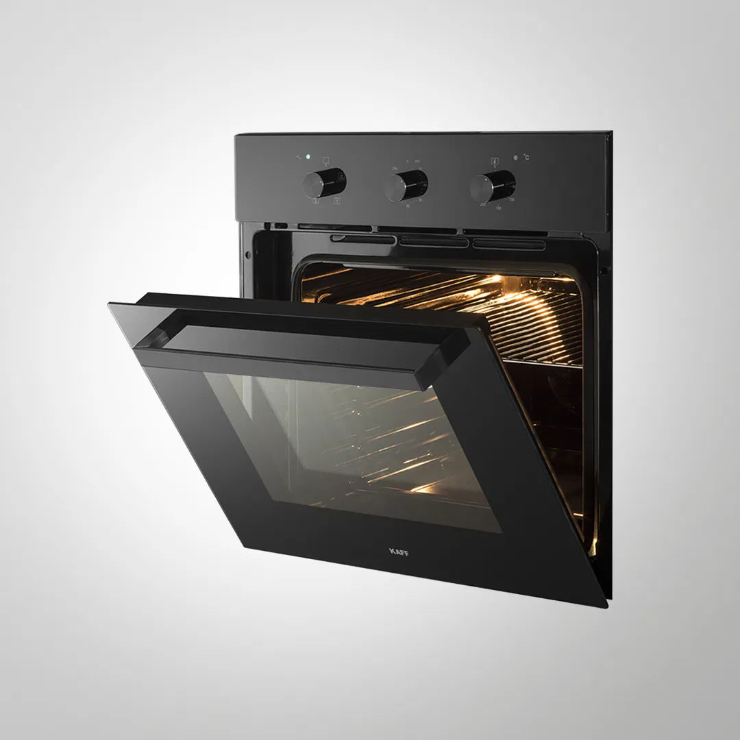 KOV 80 BA6 60cm Built-in Electric Oven – 80L Capacity, 4 Functions, Rotary Dials, Full Black Tempered Glass Finish