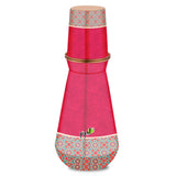 Kumbh Printed Copper Carafe Pink– 950 ml