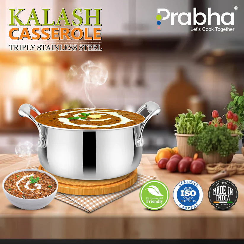 Prima Triply Kalash Casserole With Lid – 4.2L, 24cm