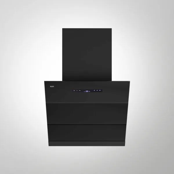 LYNN 75 DC Wall Mounted Chimney – Filterless Auto Clean, 1600 m³/h Airflow, Black Glass Finish