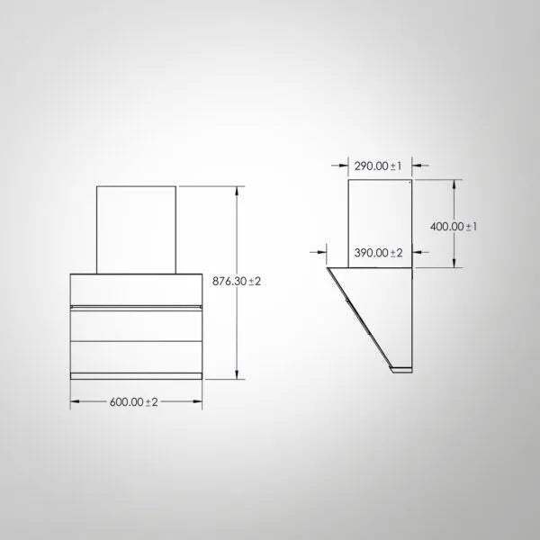 LYNN 60 DC Wall Mounted Chimney – Filterless Auto Clean, 1600 m³/h Airflow, Black Glass Finish