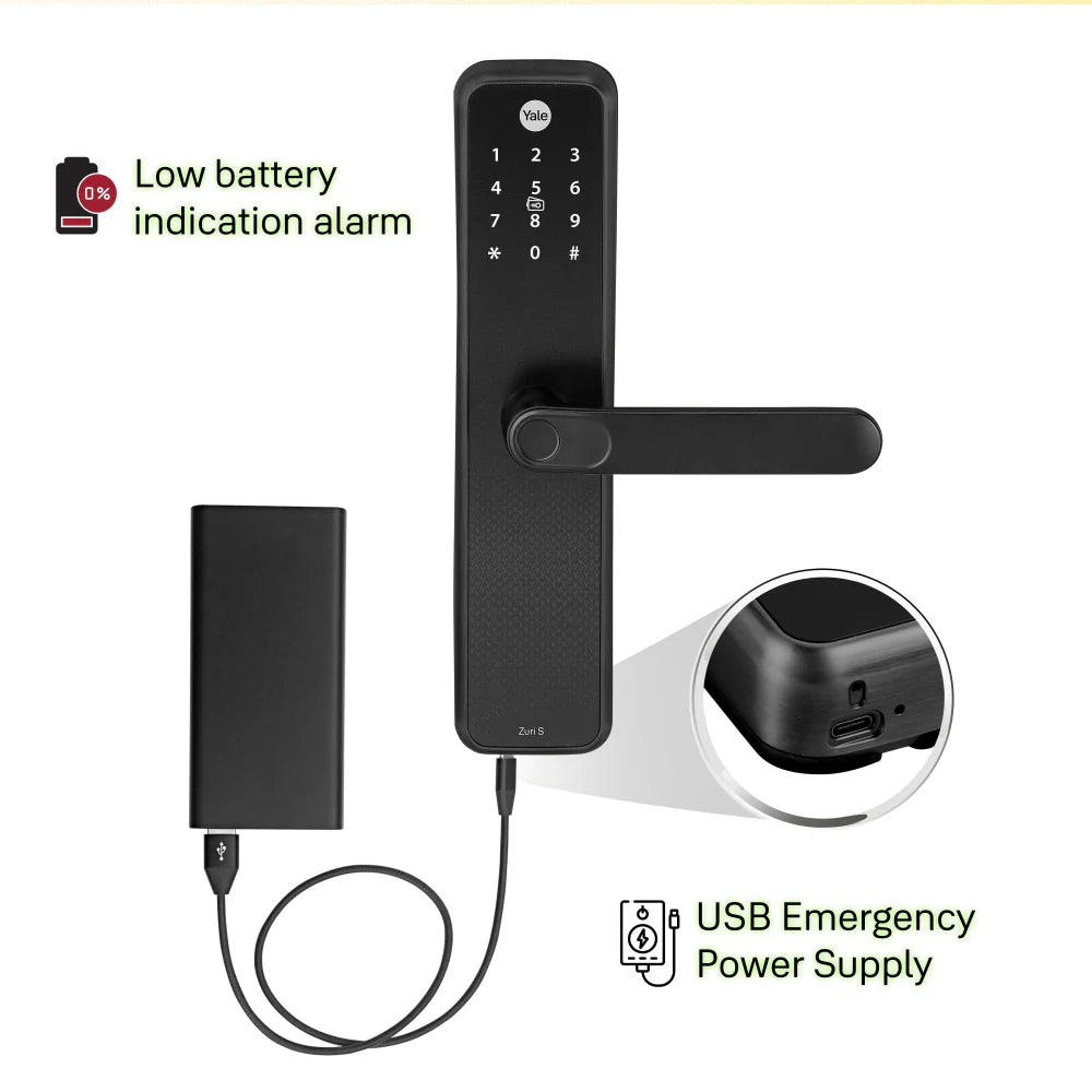 Zuri S (Black) Smart Lock with 5 way unlocking