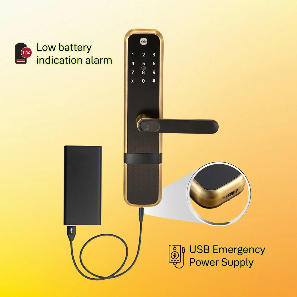 Zuri Smart Lock (Antique Bronze) with 5 way unlocking (Fingerprint, PIN, RFID, Manual Key) and Built-in Bluetooth