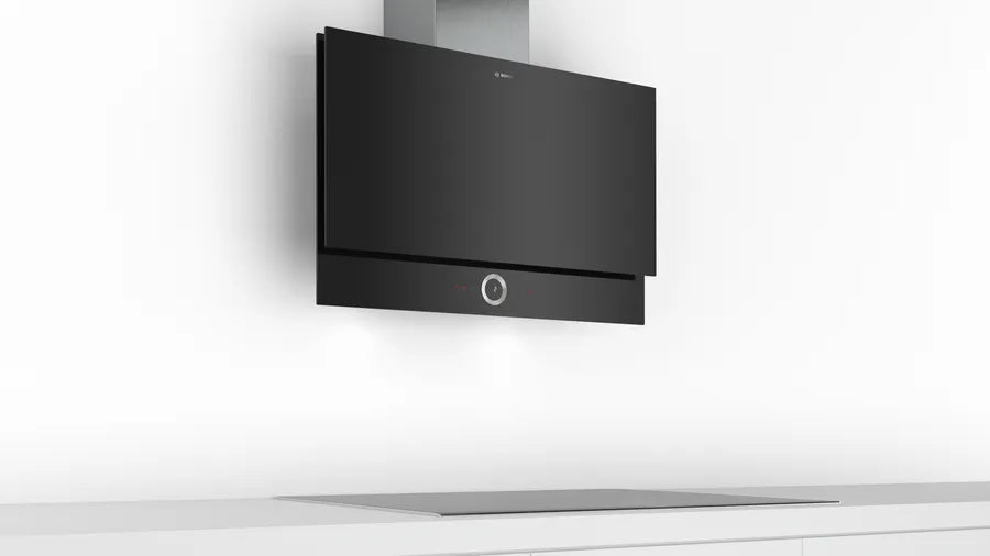 Series 8, wall-mounted cooker hood, 90 cm, clear glass black printed DWF97RV60I (Home Connect)