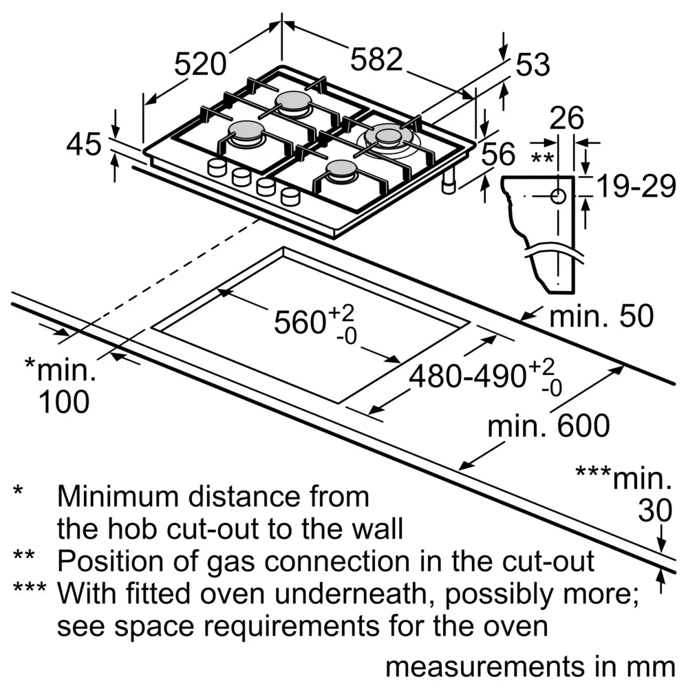 iQ500 Gas hob 60 cm Stainless steel EC6A5HB90I