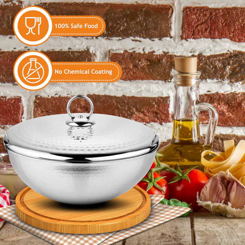 Magnum Capsule Bottom Hammered Tasla With Lid – 3.4L, 28cm