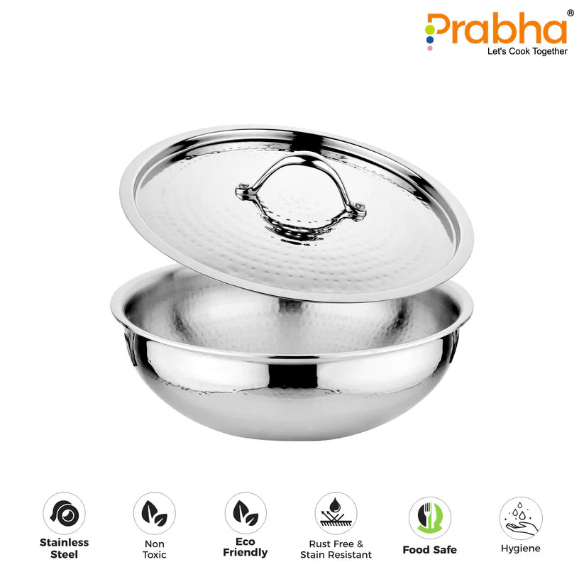 Magnum Flat Bottom Hammered Tasla Without Lid – 3.4L, 26cm