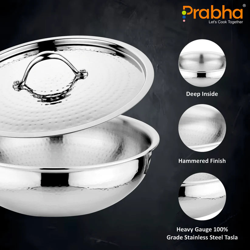 Magnum Flat Bottom Hammered Tasla Without Lid – 3.4L, 26cm