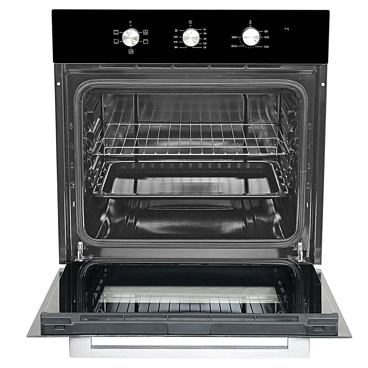 FBIO 80L 5F BK Built-In Electric Oven with 5 Cooking Functions & Black Glass Finish