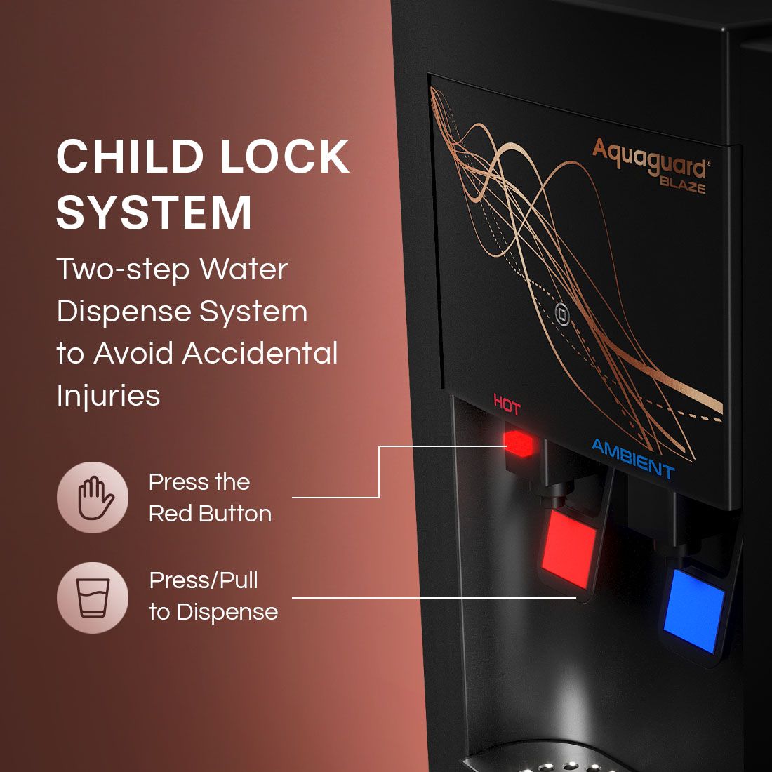 Blaze Slim Hot & Ambient RO+UV+Active Copper Tech Stainless Steel Tank Water Purifier