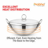 Prima Triply Capsule Bottom Kadhai With Lid – 2.4L, 24cm