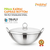 Prima Triply Capsule Bottom Kadhai With Lid – 2.4L, 24cm
