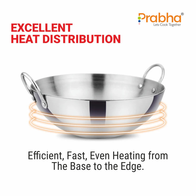 Prima Triply Capsule Bottom Kadhai Without Lid – 5.8L, 32cm