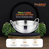 Prima Triply Capsule Bottom Kadhai Without Lid – 5.8L, 32cm