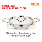 Prima Triply Kadhai Flat Bottom With Lid – 1.4L, 18cm