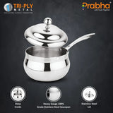 Triply Belly Saucepan With Lid – 4.8L, 22cm