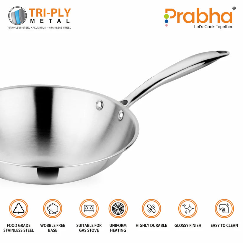 Prima Triply Frypan Without Lid – 1.4L, 22cm