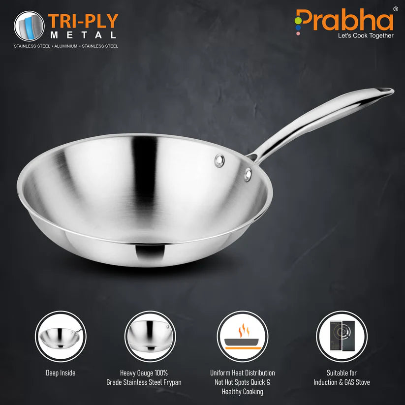 Prima Triply Frypan Without Lid – 1.4L, 22cm