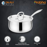 Prima Triply Kalash Saucepan With Lid – 1.7L, 16cm