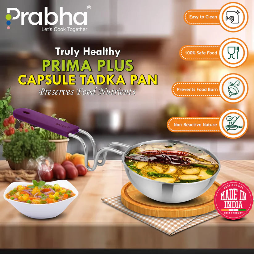 Prima Plus Capsule Bottom Tadka Pan – 34ml, 13cm