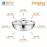 Prima Triply Tasla Flat Base With Lid – 0.9L, 16cm
