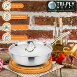 Prima Triply Wok With Lid – 5.5L, 30cm