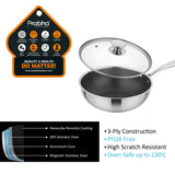 Tri-ply Hexa Cube Wok With Lid – 2.8L, 24cm