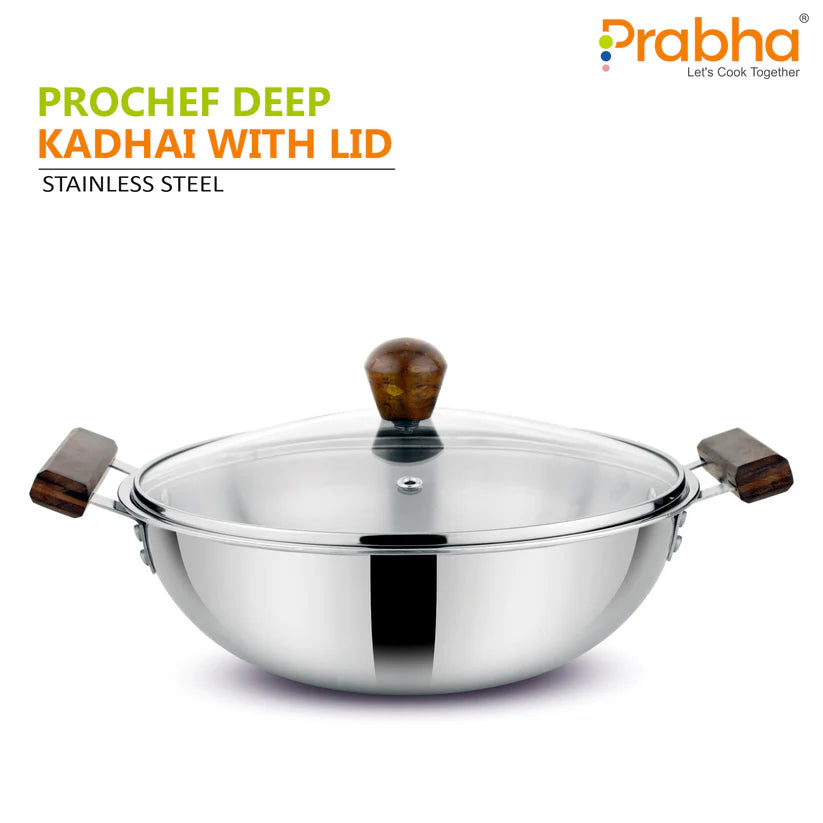 Prochef Deep Kadhai With Lid – 2.8L, 22cm